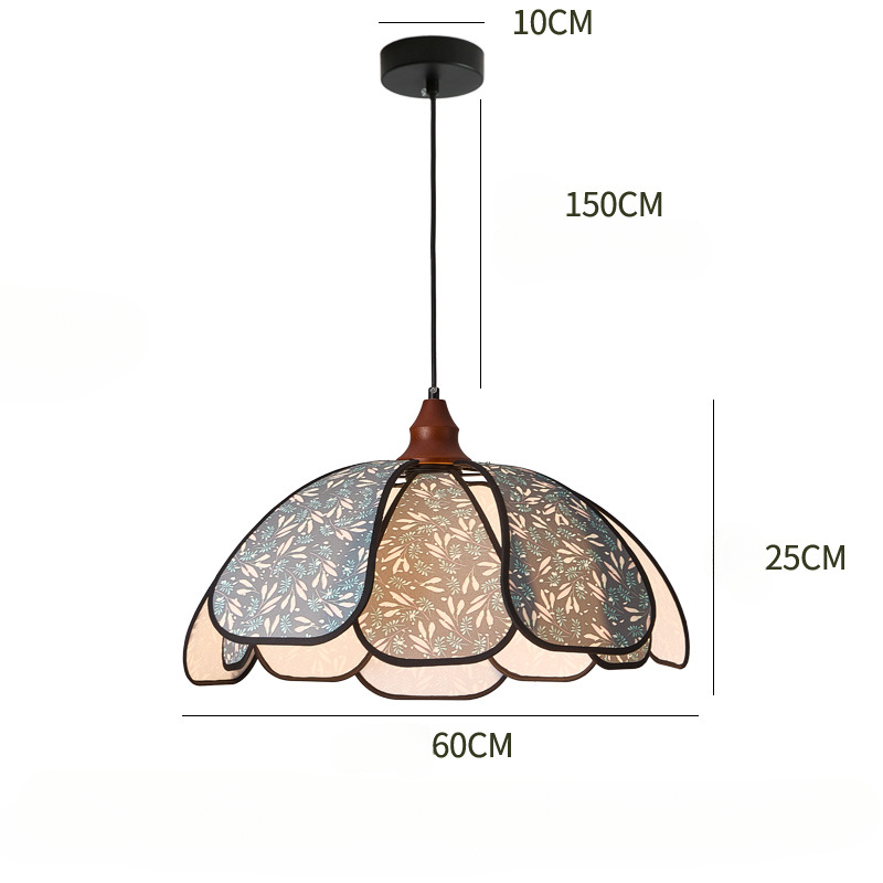 French Fabric Flower Pendant Light for Living Room