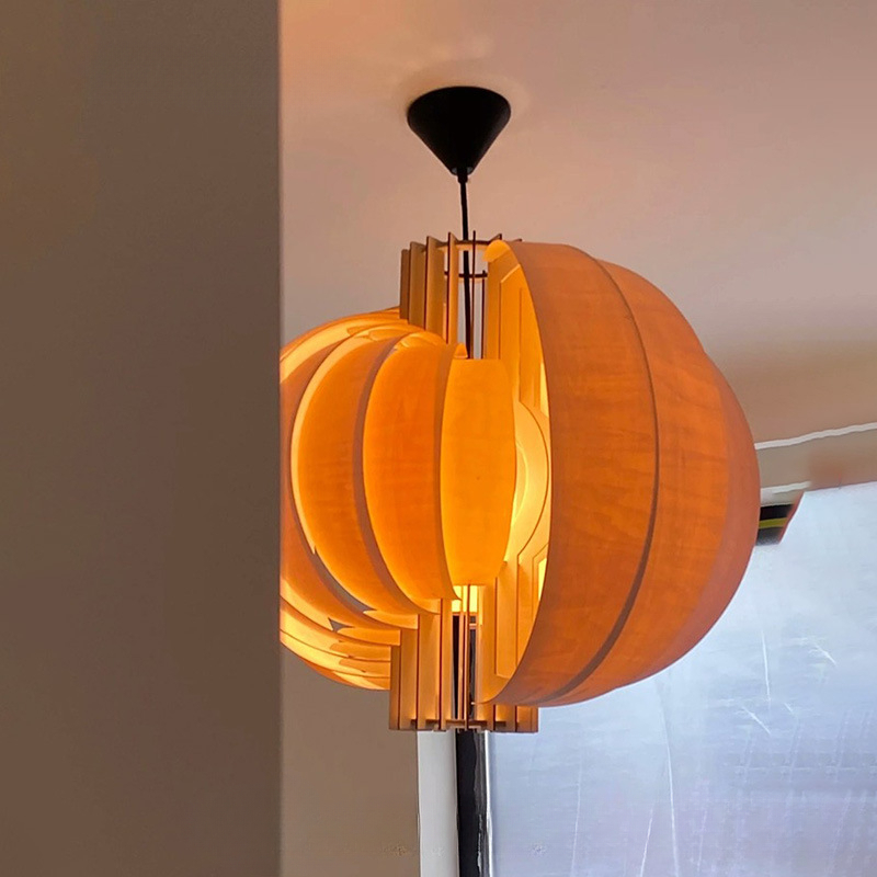 Vintage Wood Style Moon Pendant Light