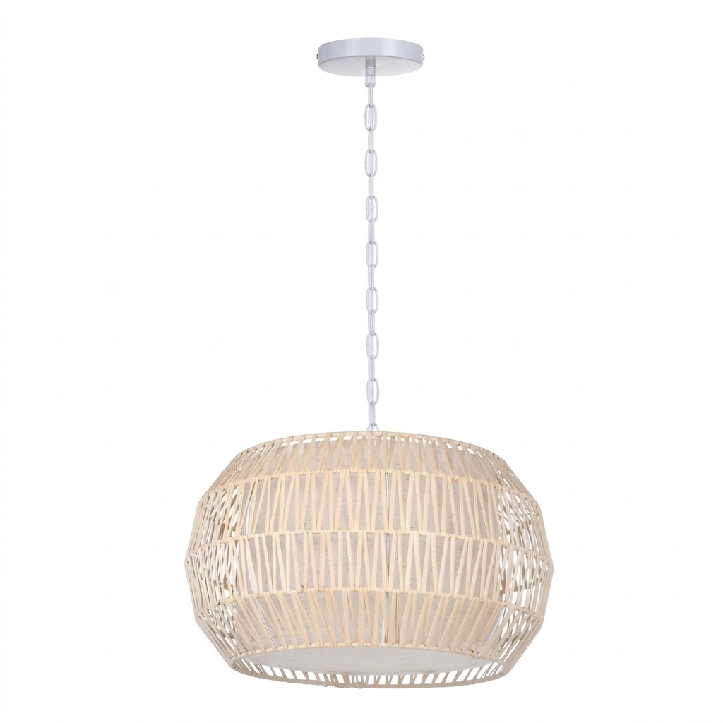Natural Rattan Pendant Light, Boho Woven Ceiling Light