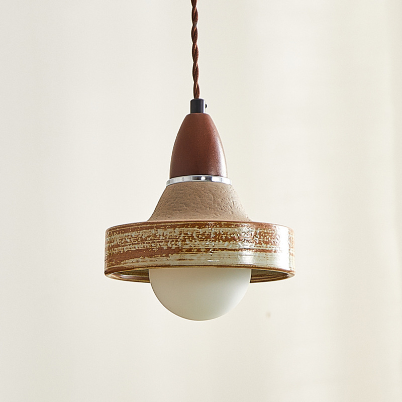 Wabi-sabi Style Ceramic Bedroom Bedside Pendant Light