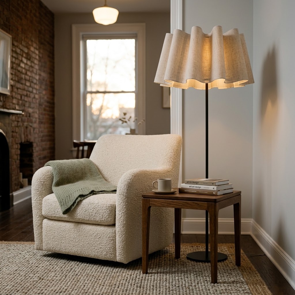 Modern Pleated Fabric Floor Lamp