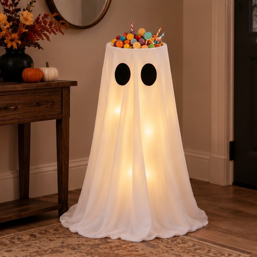 Light-Up Ghost Halloween Candy Bowl