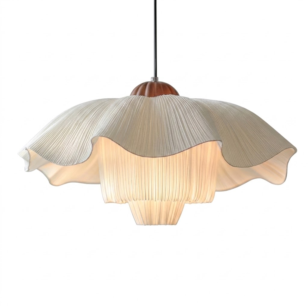 Wabi-Sabi Style Flower Fabric Pendant Light for Dining Room