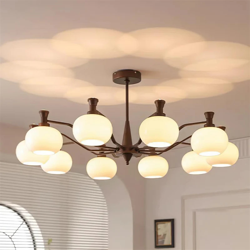 Medieval French retro style Milky white glass chandelier