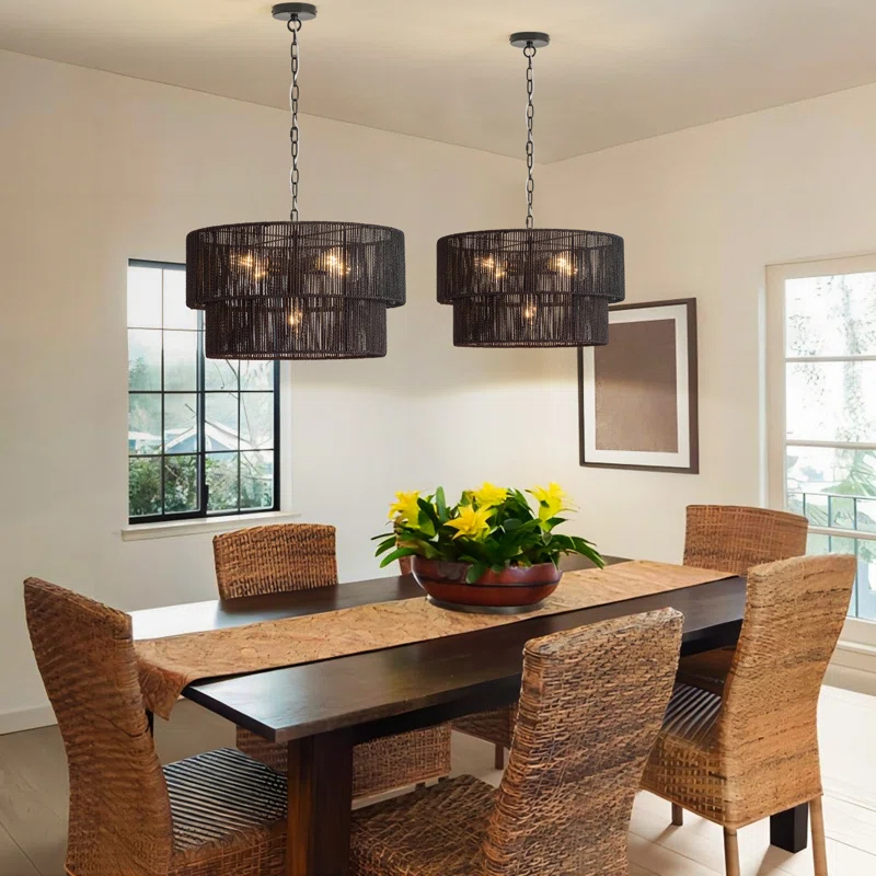 Shiloh Rattan Pendant Light - Bohemian Lampshade, Rattan Light Fixture