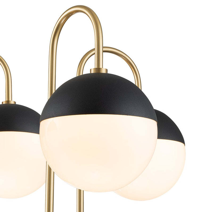 Mid-century 5 light Black White Globe Chandelier-labpiecesign