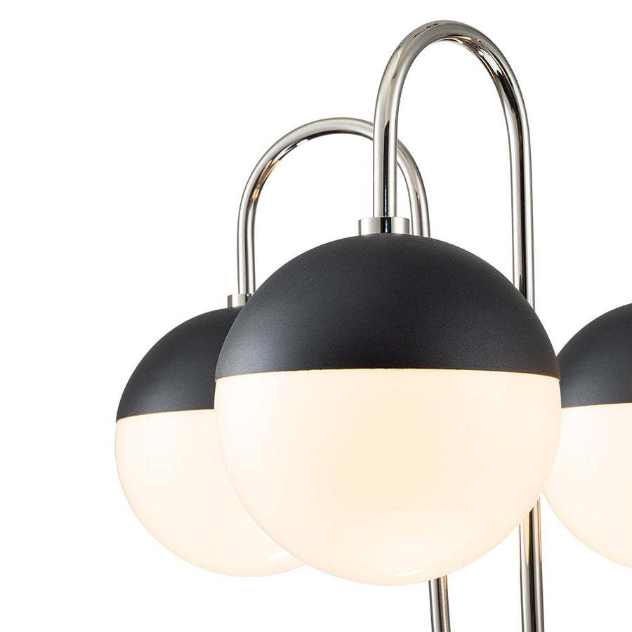 Mid-century 5 light Black White Globe Chandelier-labpiecesign