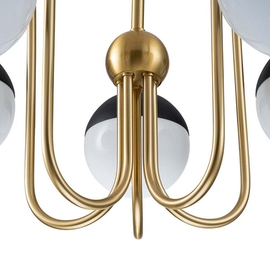 Mid-century 5 light Black White Globe Chandelier-labpiecesign
