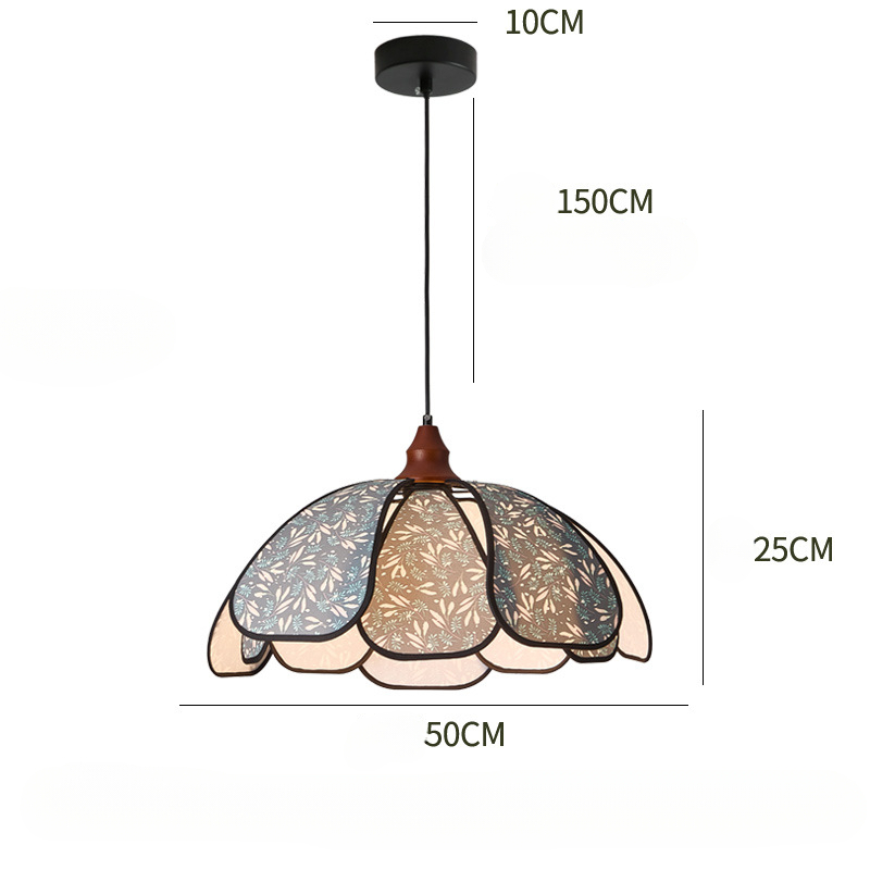 French Fabric Flower Pendant Light for Living Room