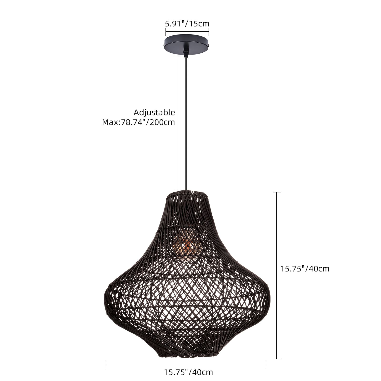 Handwoven Rattan Pendant Light Wabi-Sabi Boho Hanging Lamp