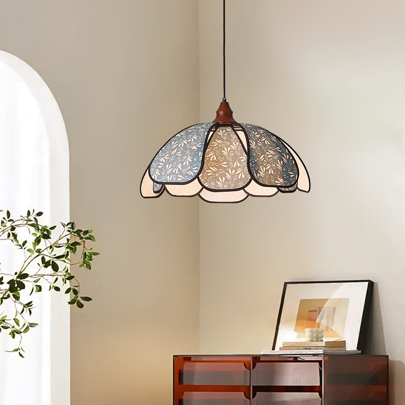 French Fabric Flower Pendant Light for Living Room