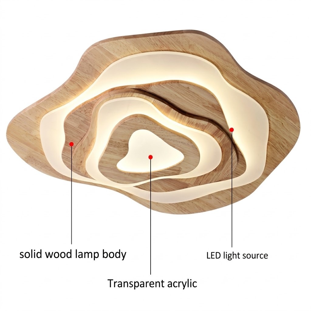 Modern Sculptural Wood LED Pendant Light for Dining Room