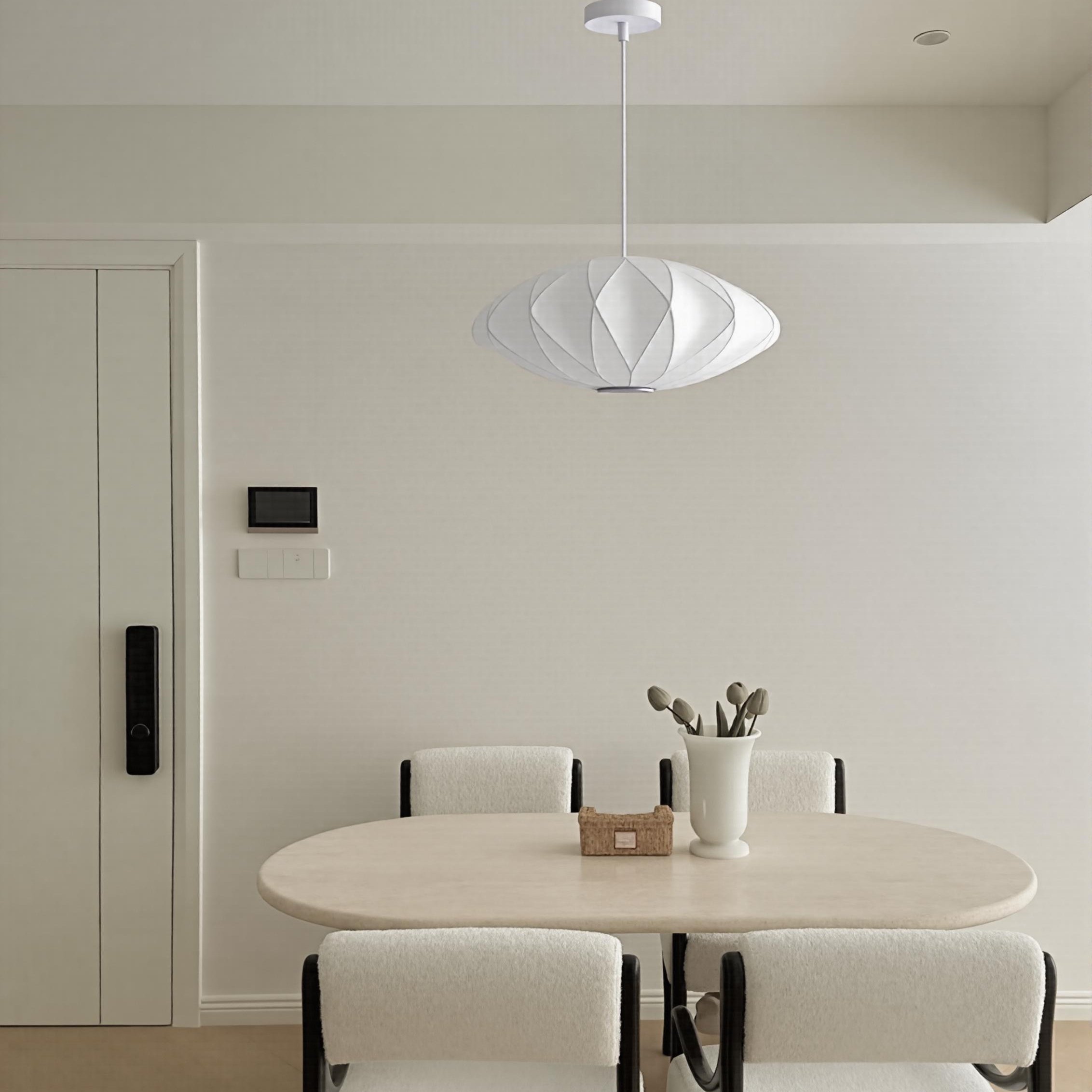 Nordic White Minimalist Fabric Pendant Light for Home Decor