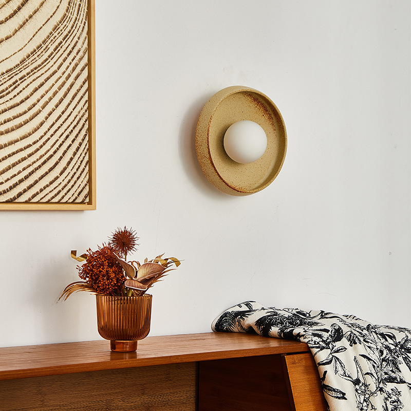 Vintage Ceramic Wall Lamp for Bedroom Headboard and Hallway Lighting