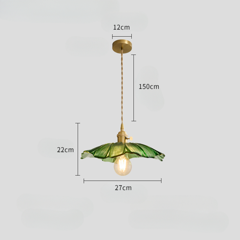 Vintage Lotus Leaf Glass Pendant Light