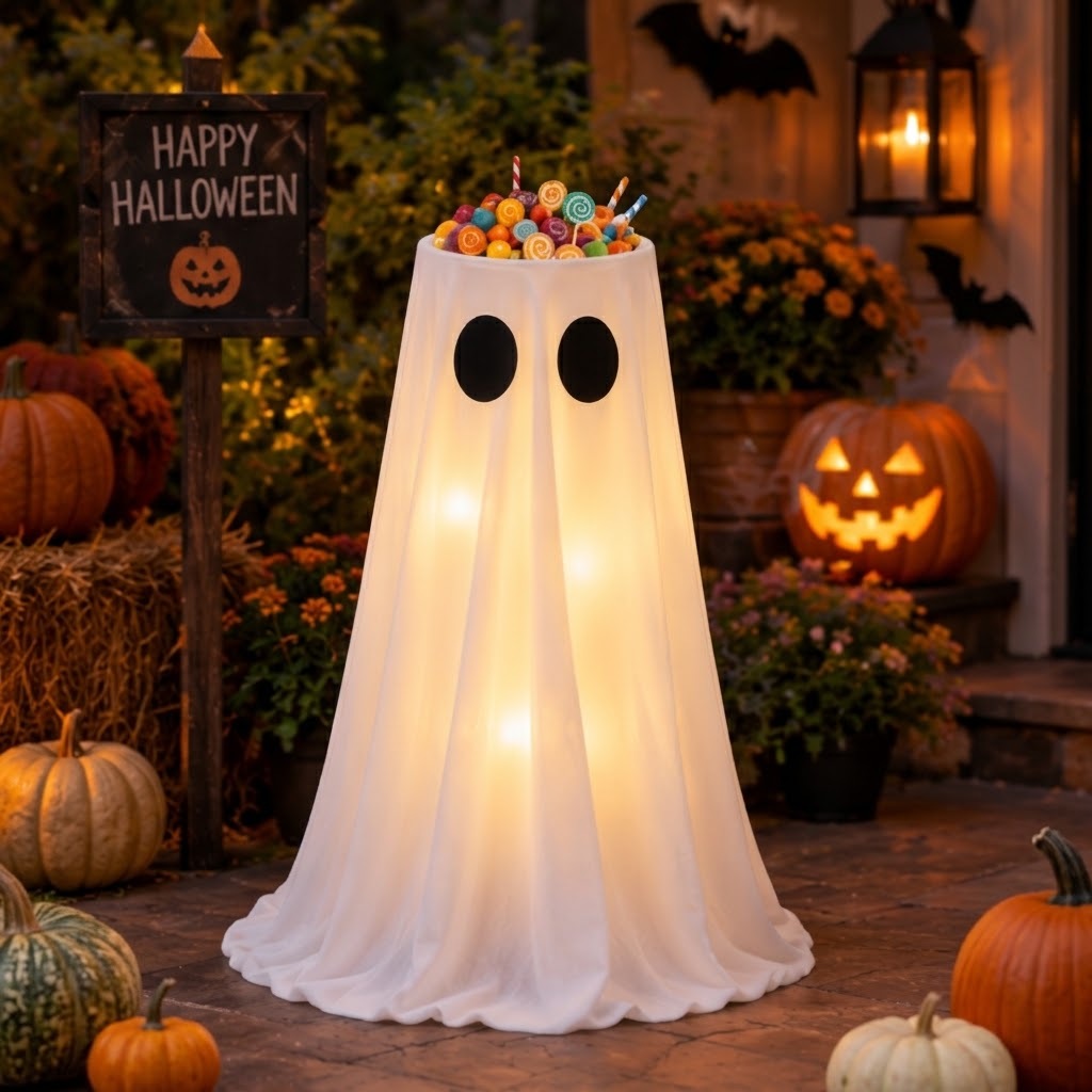 Light-Up Ghost Halloween Candy Bowl