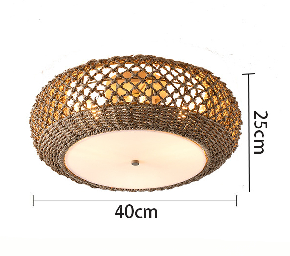 Wabi-Sabi Style Japanese Ceiling Light Rustic Rattan Corridor Aisle Light Vintage Wood Entrance Hallway Balcony Cloakroom Lighting