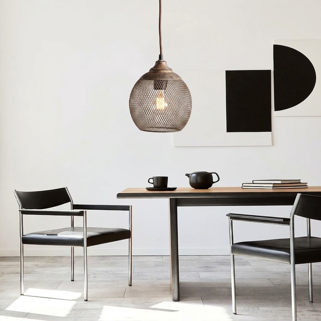 Rustic Woven Metal Pendant Light for Dining Room