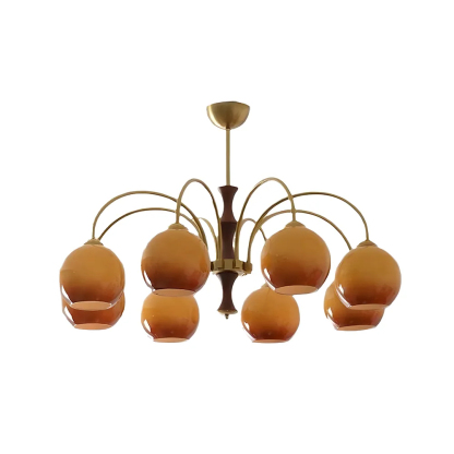 Medieval Ball Glass Iron Brown Living Room Chandelier