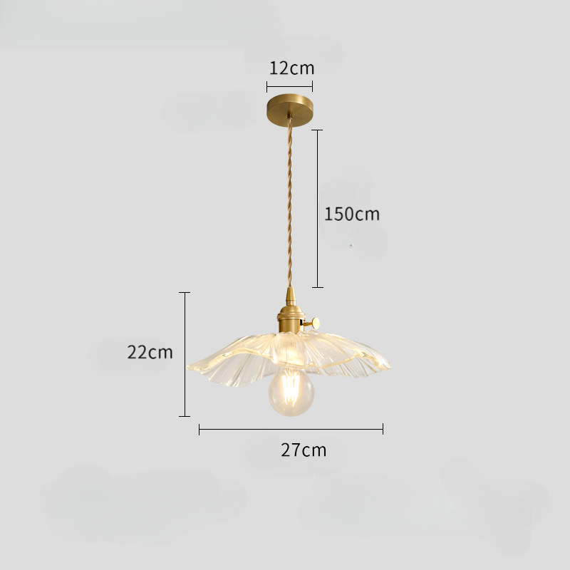  Vintage Lotus Leaf Glass Pendant Light