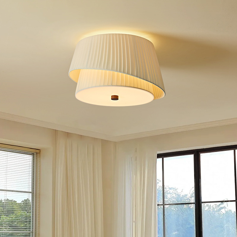 French Retro Fabric Ceiling Lamp for Bedroom 