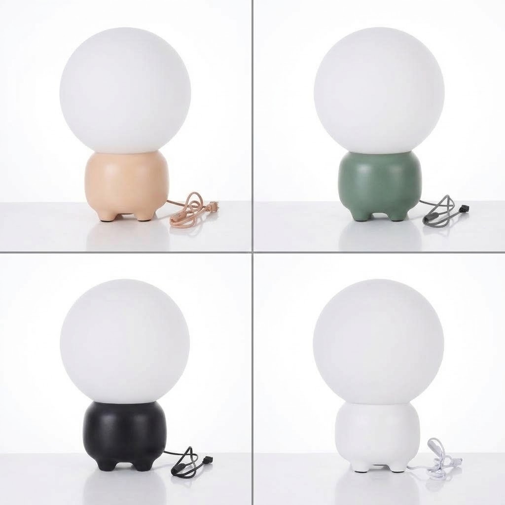 Modern Sculptural Globe Table Lamp with Frosted Glass & Arch Base