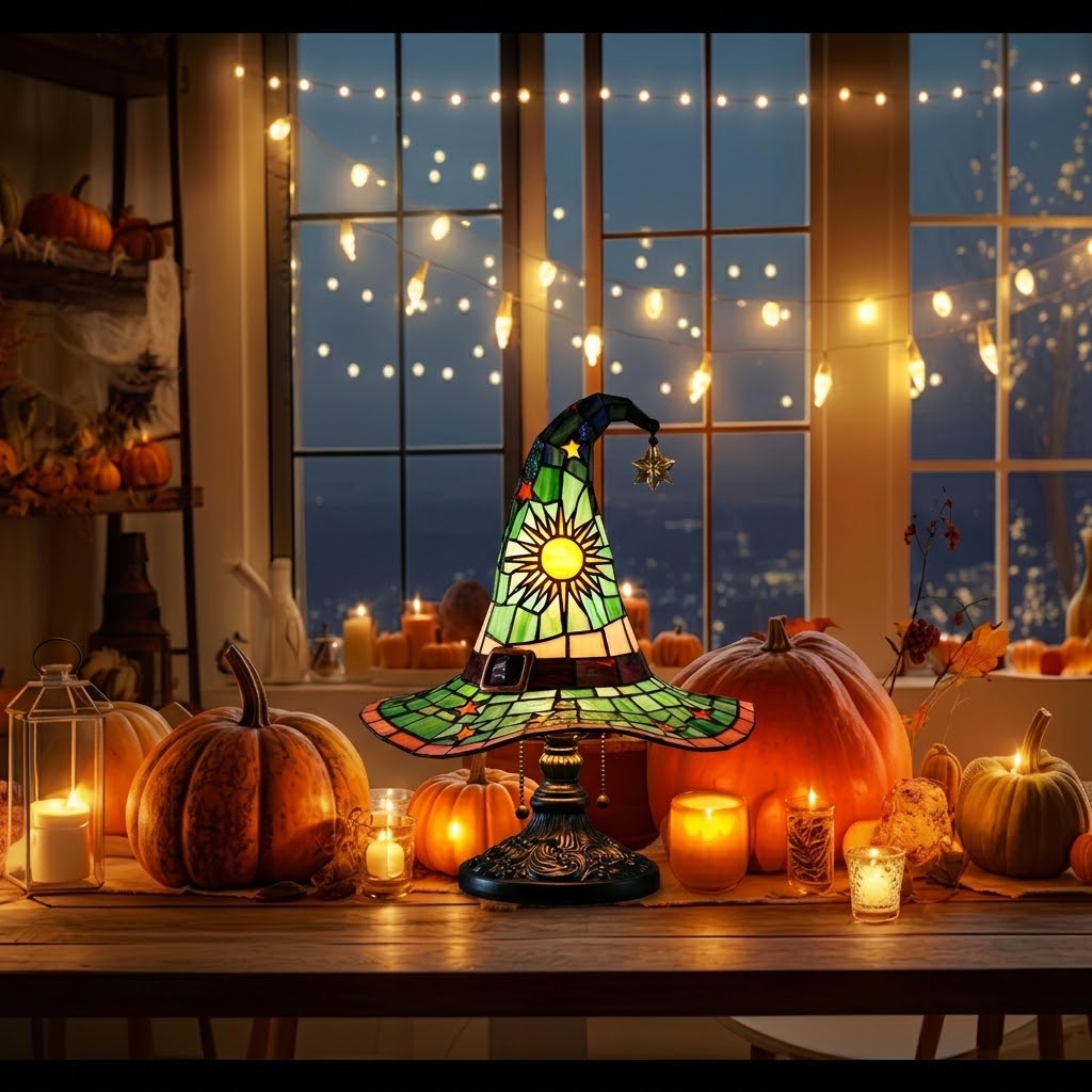 🪄 Halloween Witch Hat Lamp – USB LED Tabletop Night Light