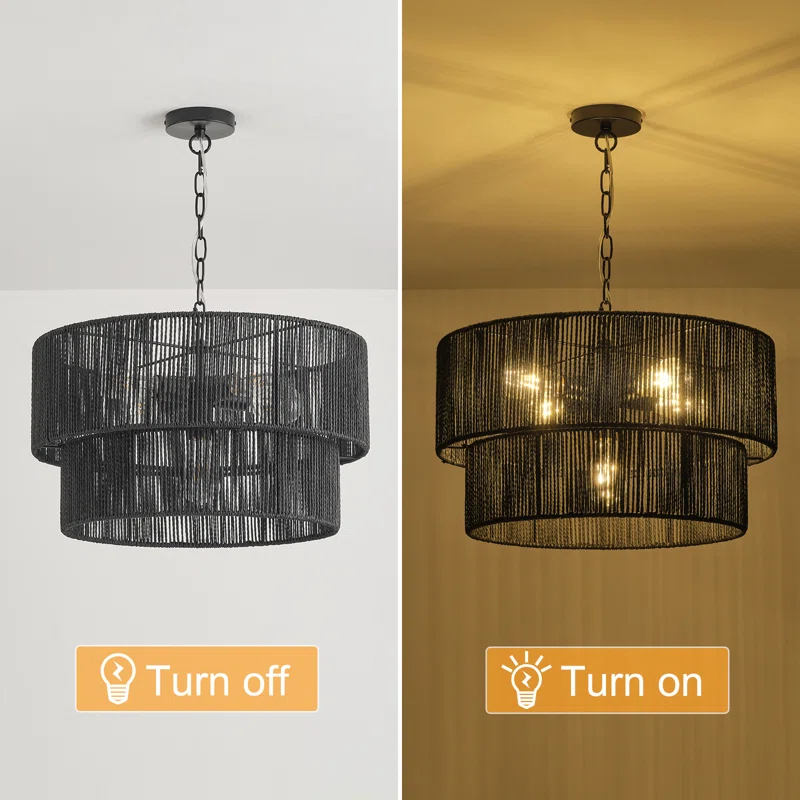Shiloh Rattan Pendant Light - Bohemian Lampshade, Rattan Light Fixture