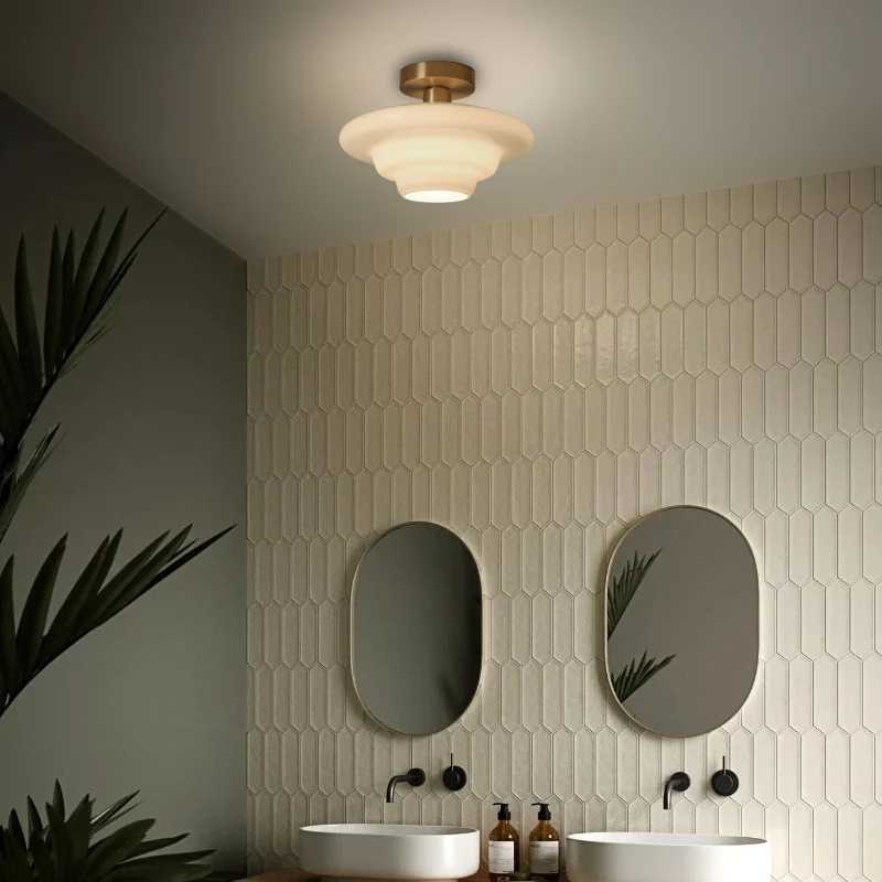 Miller Art Deco Milk Glass Fixed Ceiling Light