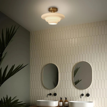 Miller Art Deco Milk Glass Fixed Ceiling Light