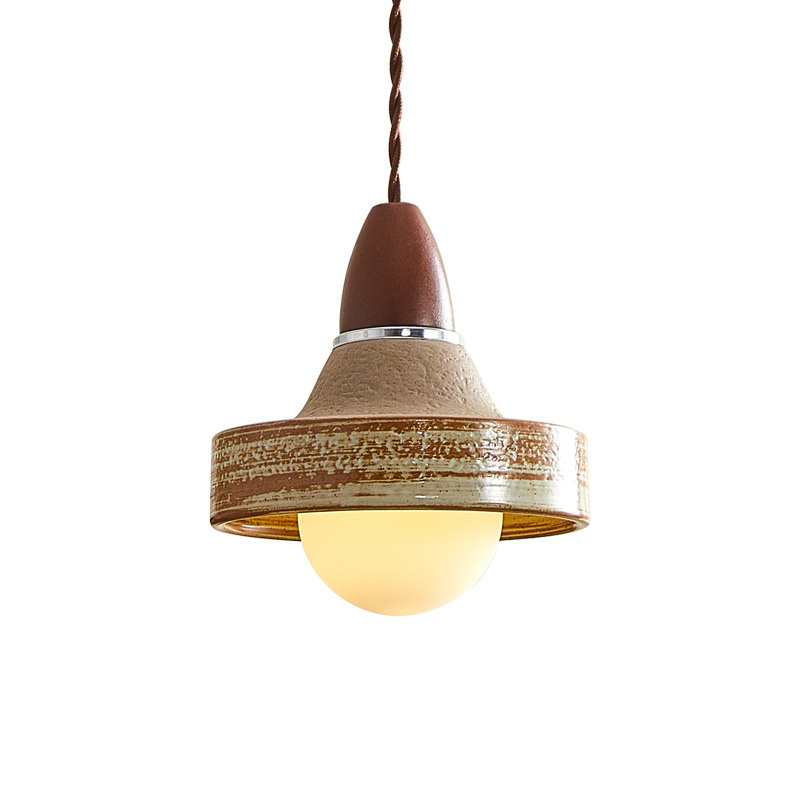Wabi-sabi Style Ceramic Bedroom Bedside Pendant Light