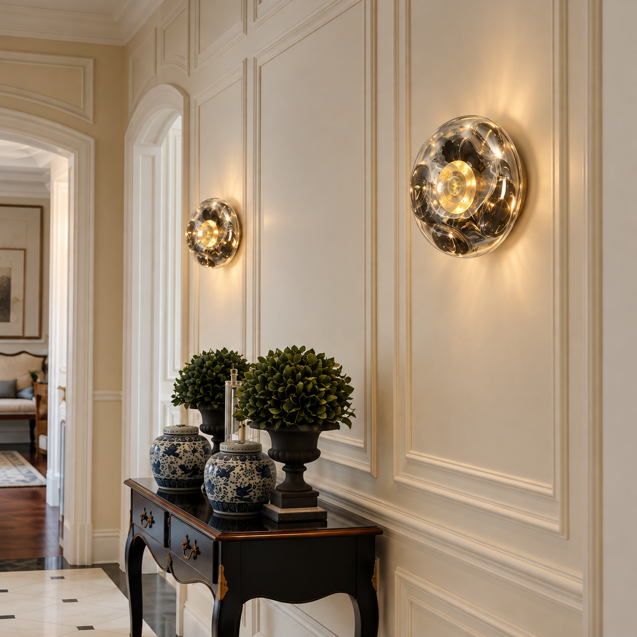 Sculptural Glass Wall Sconce – Modern Globe Lighting for Hallways & Living Rooms