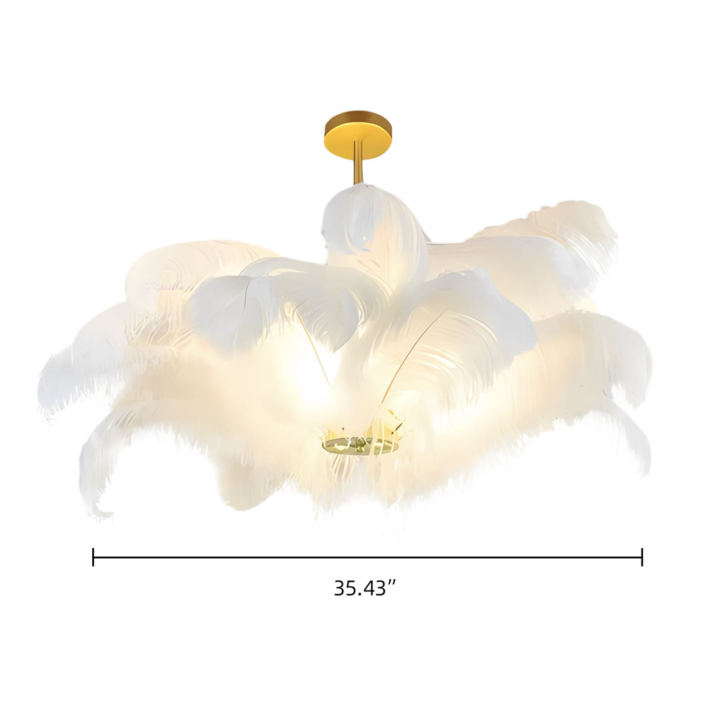 Elegant White Ostrich Feather Chandelier for Bedroom & Living Room