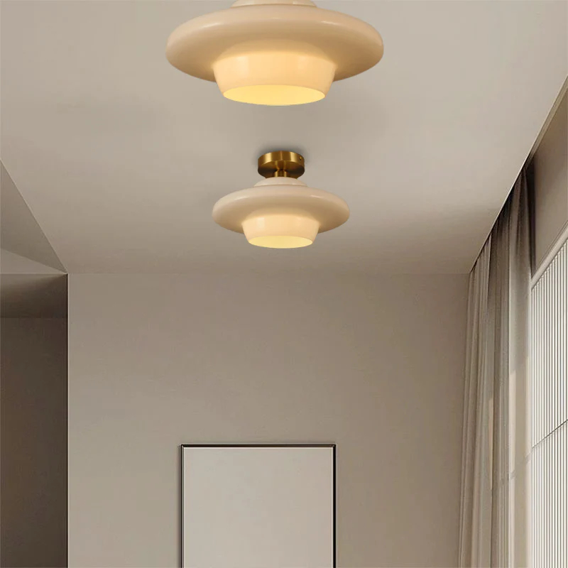 Miller Art Deco Milk Glass Fixed Ceiling Light