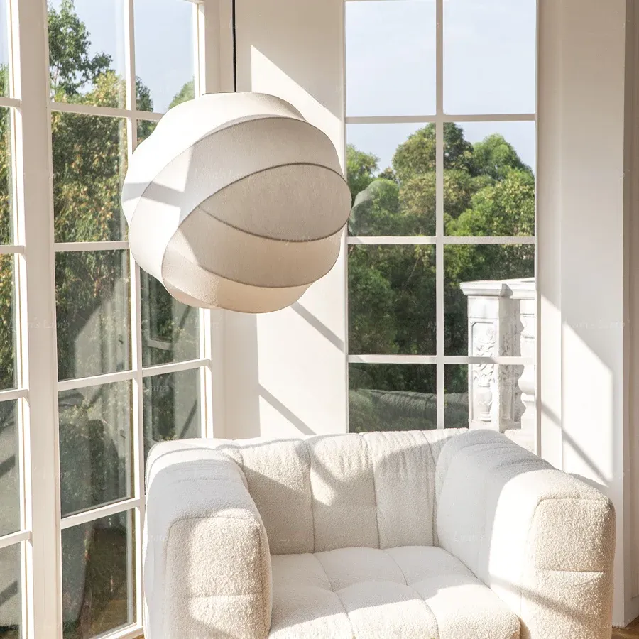 Silkworm Intentional Modern Lantern Cocoon Pendant Lamp -labpiecesign