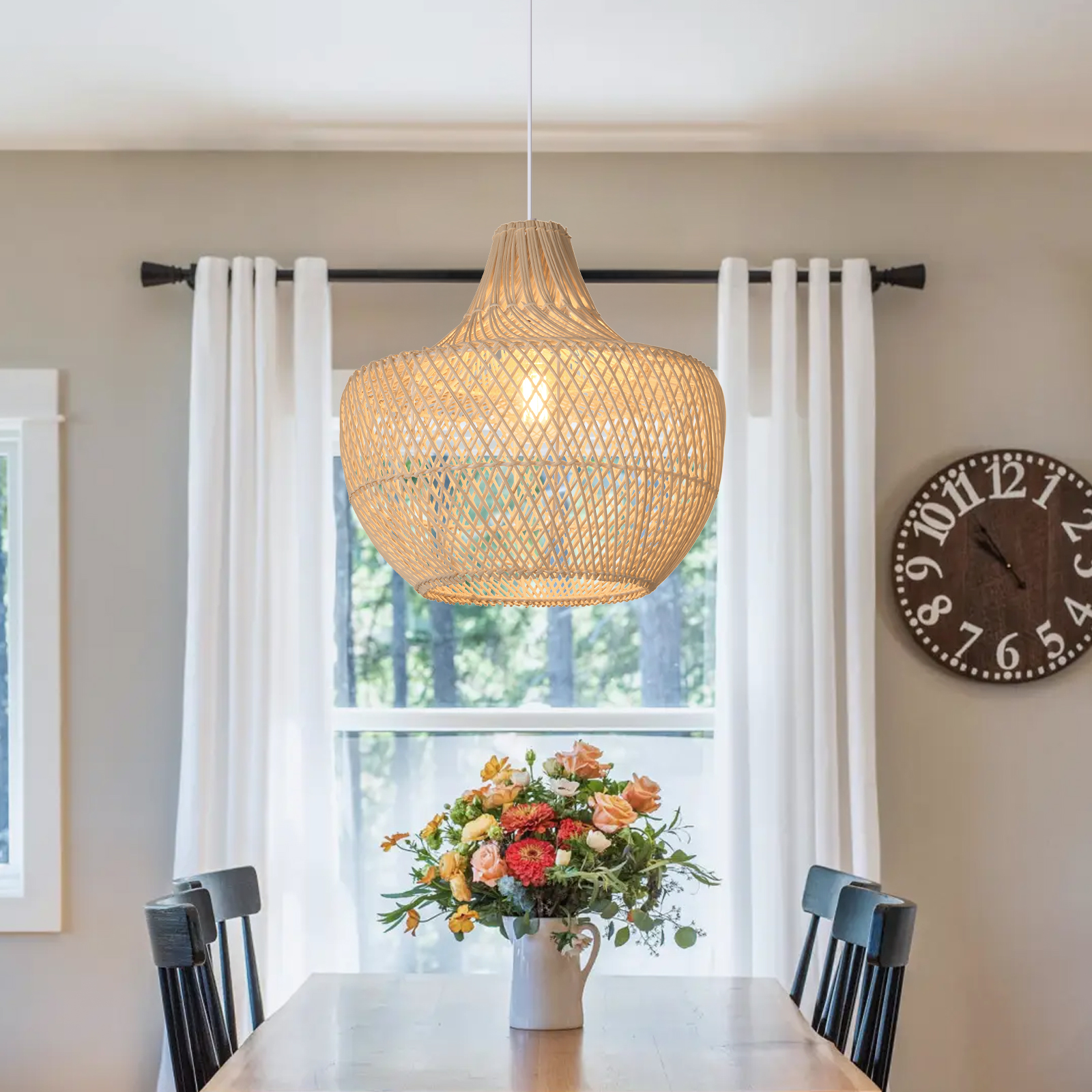 Handmade Woven Rattan Chandelier For Dining Table