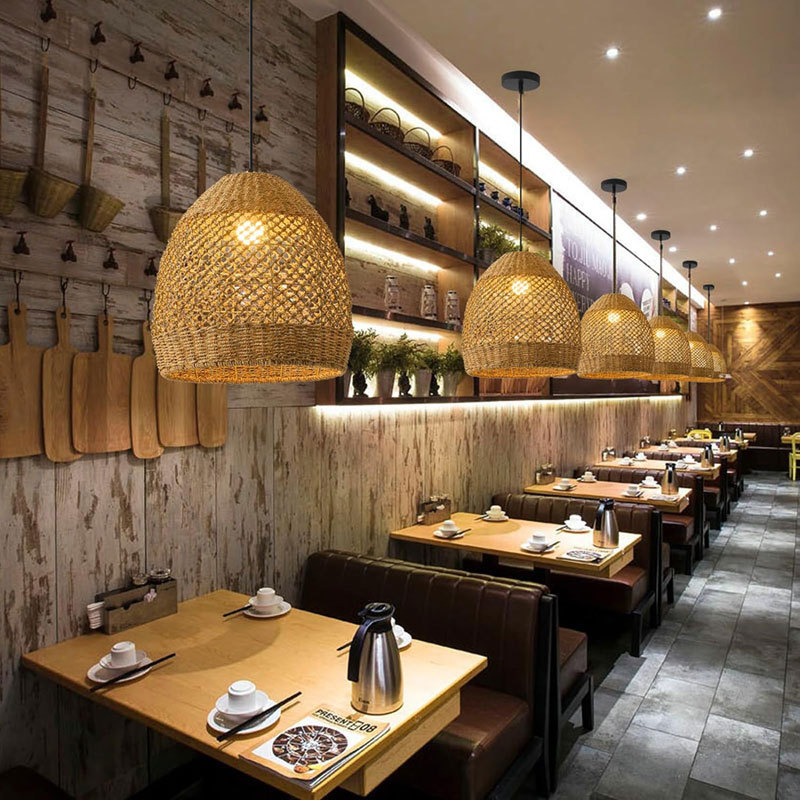 Wabi-Sabi Style Rattan Pendant Light for Dining Living Room Bedroom 