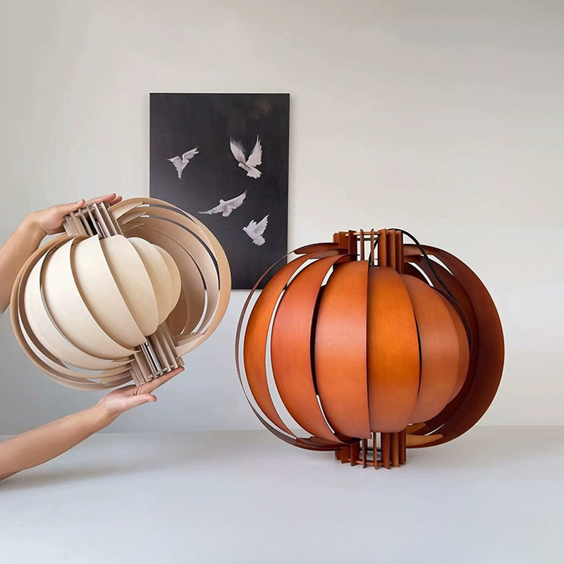 Vintage Wood Style Moon Pendant Light