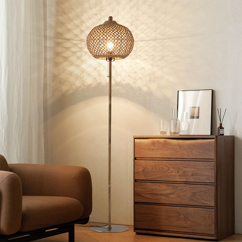 Rattan Woven Floor Lamp for Living Room Sofa Side
