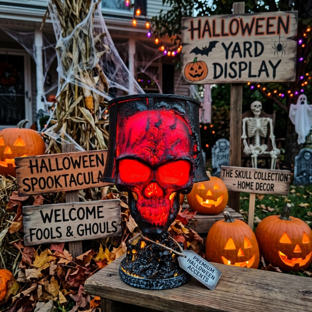 Spooky USB Lava Skull Lamp for Halloween Yard & Garden Decor