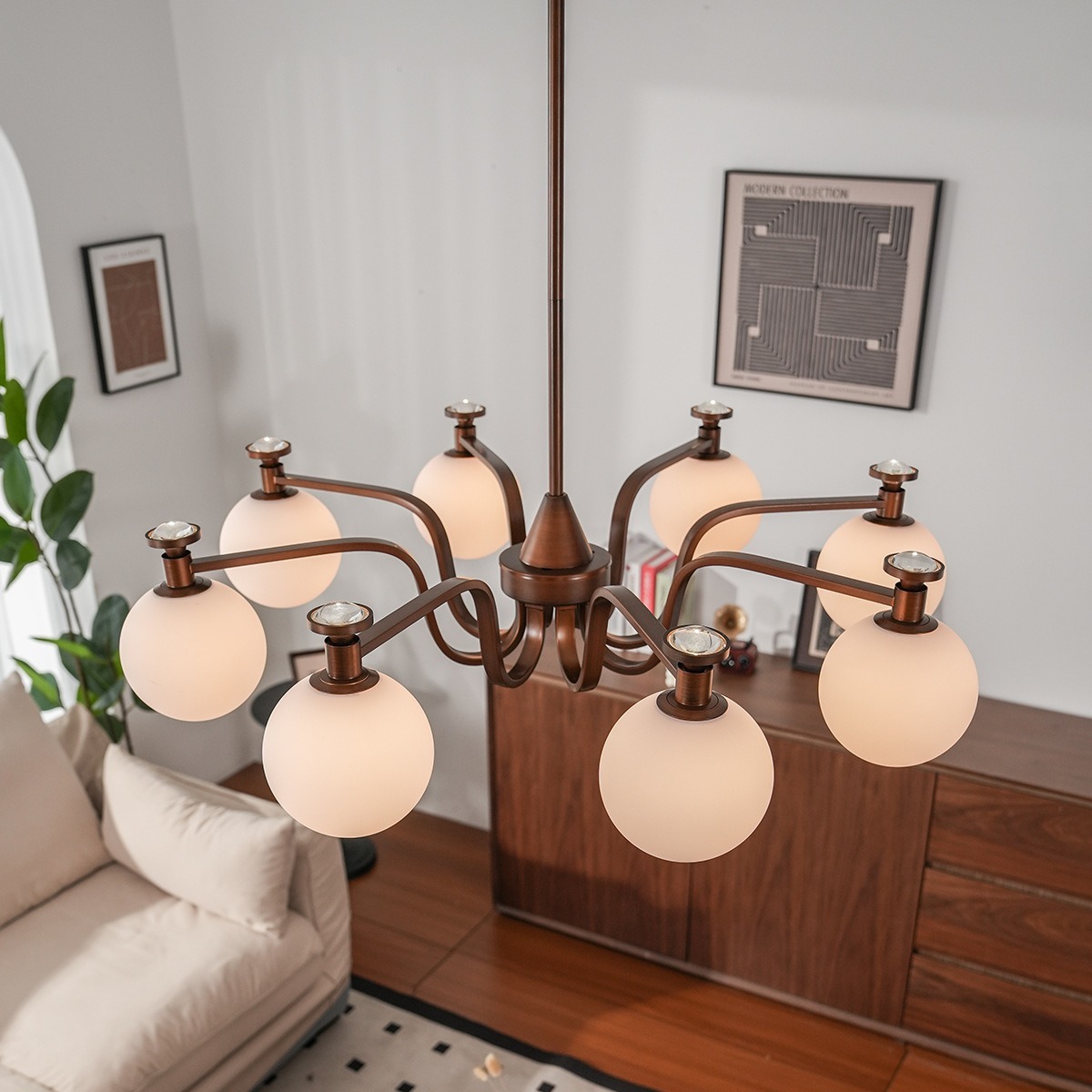 French Retro Glass Magic Bean Chandelier
