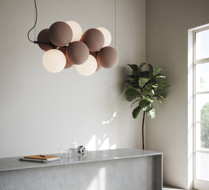Flannel Ball Modern Chandelier Opal Glass Light-labpiecesign
