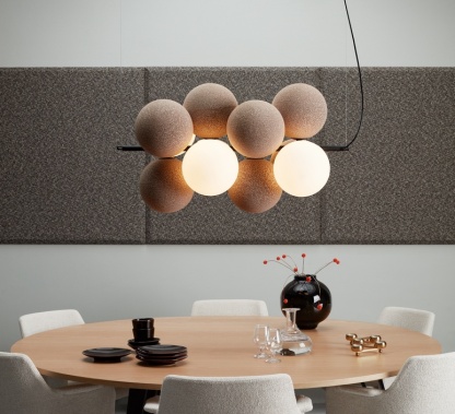 Flannel Ball Modern Chandelier Opal Glass Light-labpiecesign