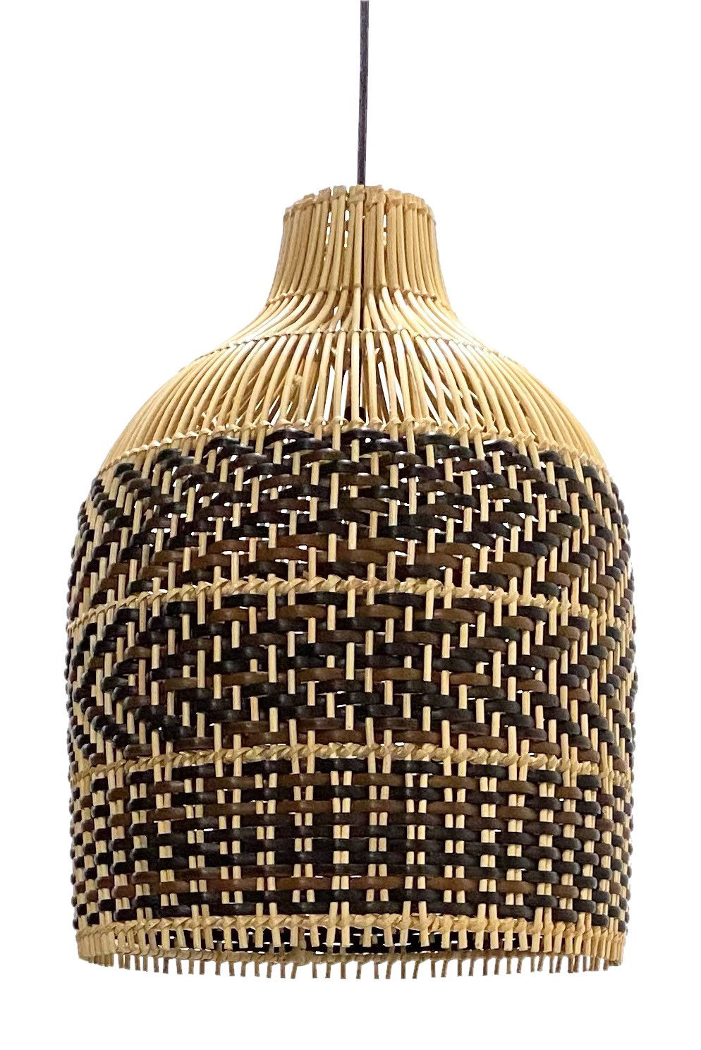 Boho Brown Hand-woven Lampshade Elegant Rattan Pendant Light