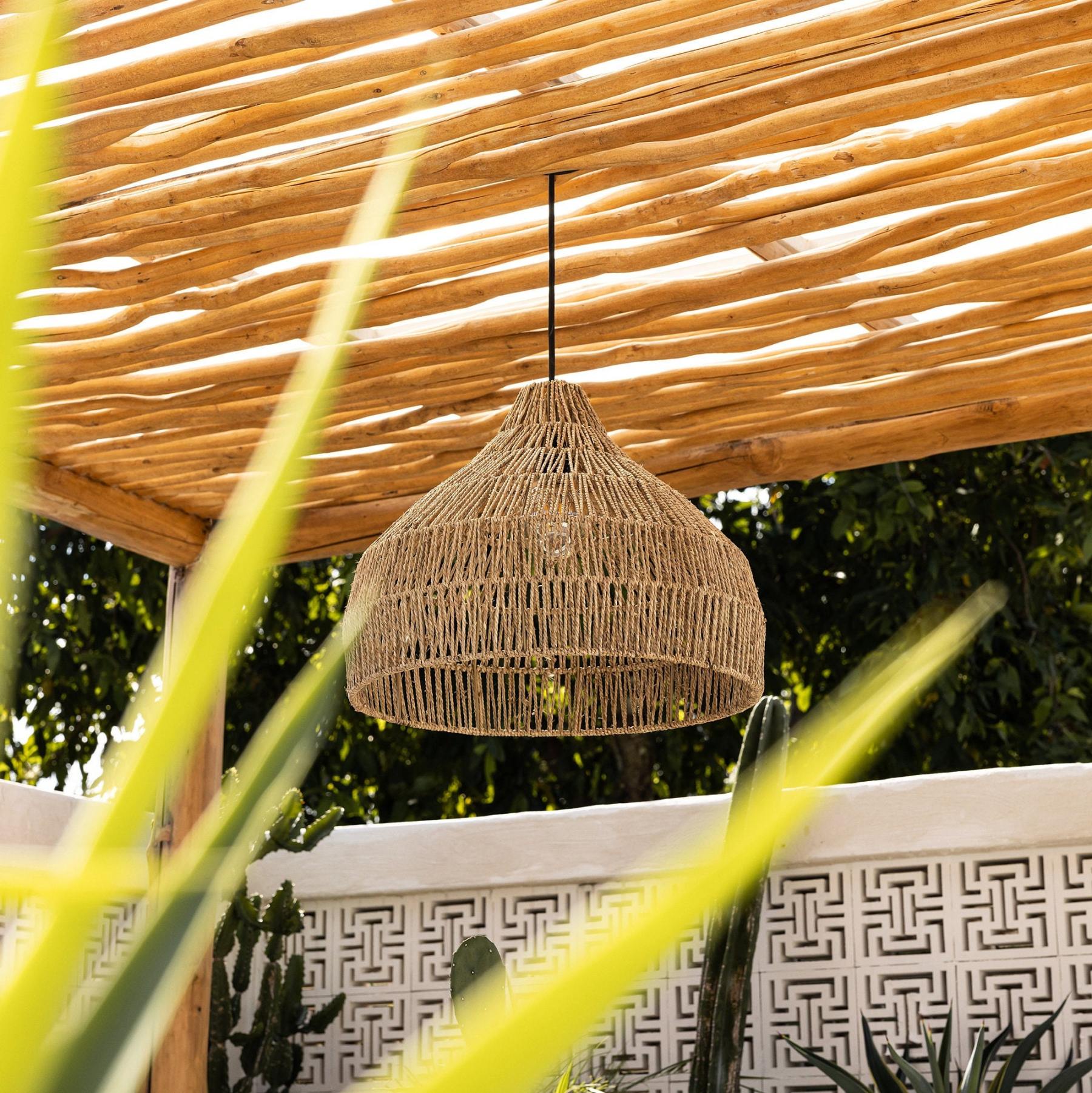 Rustic Hand Woven Rattan Pendant Light-labpiecesign