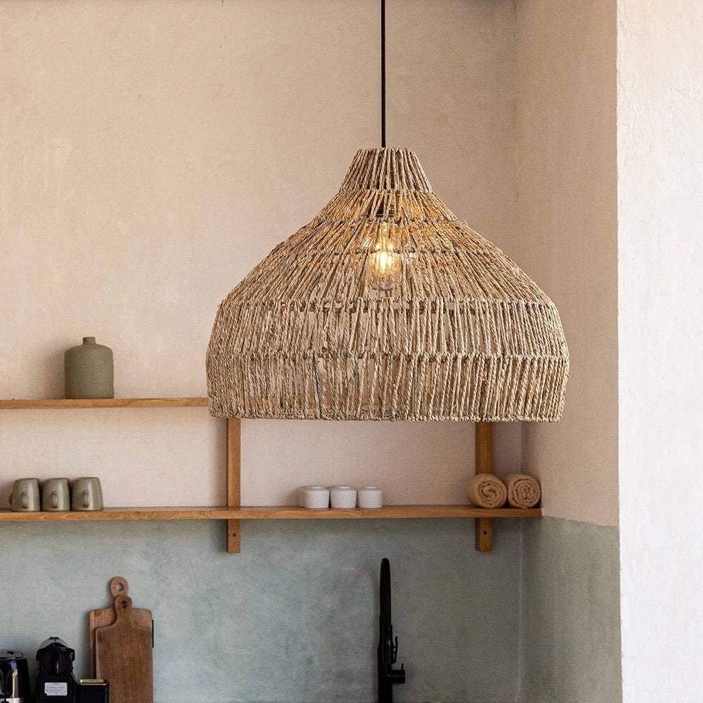 Rustic Hand Woven Rattan Pendant Light-labpiecesign