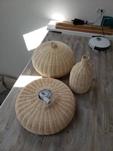 Warm Light Wicker Pendant Lamp,Kitchen Island Lamp,Housewarming Gift-labpiecesign