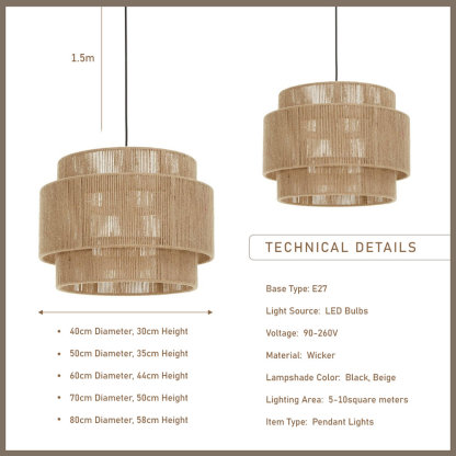 Rotate Hemp Rope Hanging Light Bohemian Furniture Light-labpiecesign