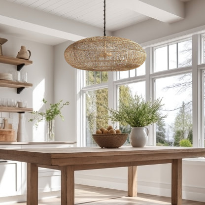 Stunning Kamila Rattan Pendant Light for Kitchen Island-labpiecesign