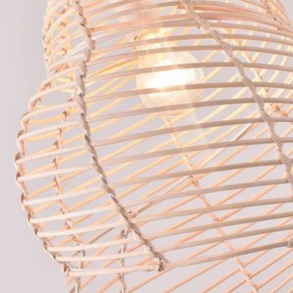 Retro Rattan Wave Shade Pendant Light Wicker Lampshade-labpiecesign
